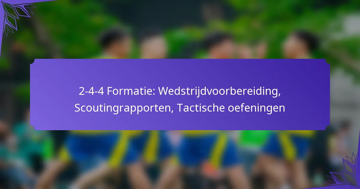 2-4-4 Formatie: Wedstrijdvoorbereiding, Scoutingrapporten, Tactische oefeningen
