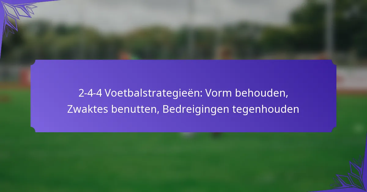 2-4-4 Voetbalstrategieën: Vorm behouden, Zwaktes benutten, Bedreigingen tegenhouden