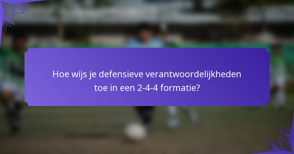 Hoe wijs je defensieve verantwoordelijkheden toe in een 2-4-4 formatie?